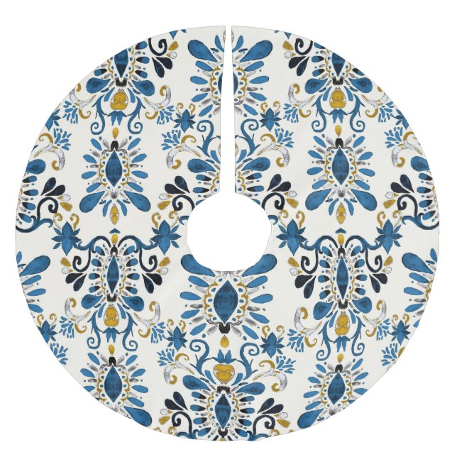 Ikat-Krawatte, Stammesfarbe Polyester Weihnachtsbaumdecke (Vorderseite)