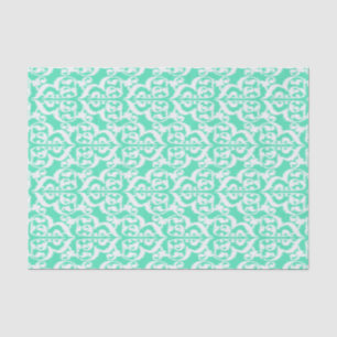 Ikat Maurische Damaske - Aqua und Weiß Seidenpapier