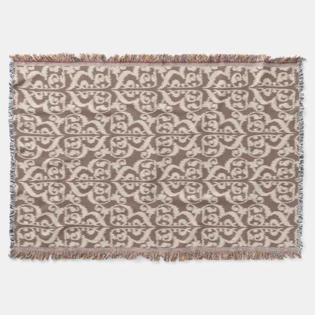 Ikat Maurische Damaske - Beige und Taube Decke (Vorderseite)