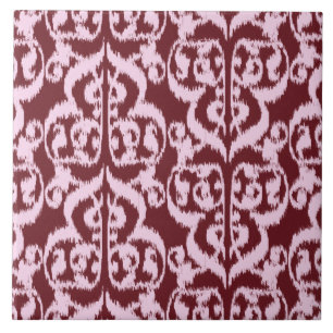 Ikat Maurische Damaske - bordeauxrot und rosa Fliese
