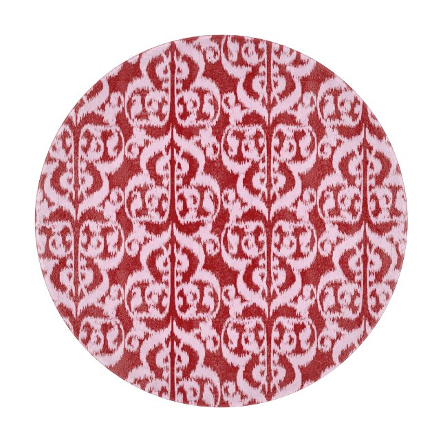 Ikat Maurische Damaske - dunkelrot und rosa Schneidebrett (Vorderseite)