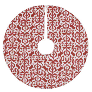 Ikat Maurische Damaske - dunkelrot und weiß Polyester Weihnachtsbaumdecke
