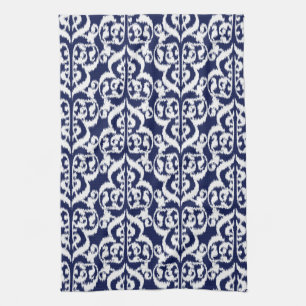 Ikat Maurische Damaske - Indigo und Weiß Handtuch