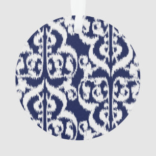 Ikat Maurische Damaske - Indigo und Weiß Ornament