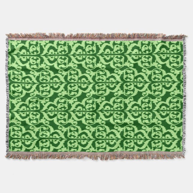 Ikat Maurische Damaske - Kiefer- und Minzgrün Decke (Vorderseite)