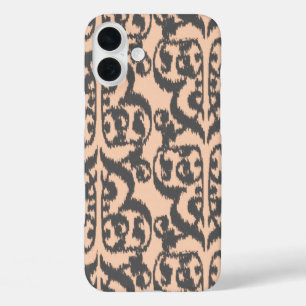 Ikat Maurische Damaske - Pfirsich und Holzkohle gr iPhone 16 Plus Hülle
