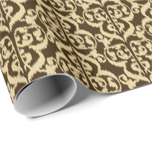 Ikat Maurische Damaske - schokoladenbraun und brau Geschenkpapier