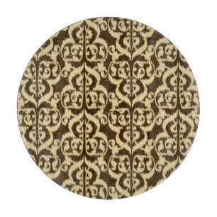 Ikat Maurische Damaske - schokoladenbraun und brau Schneidebrett
