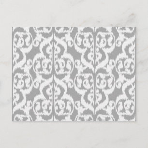 Ikat Maurische Damaske - silbergraue und weiße Postkarte