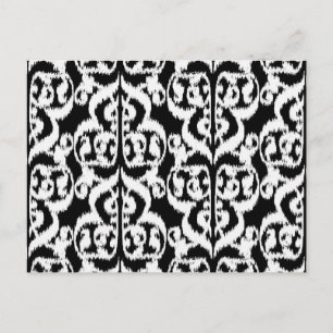 Ikat Maurische Damaske - weiß und schwarz Postkarte