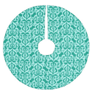 Ikat Maurische Damast - Pfau und Aqua Polyester Weihnachtsbaumdecke