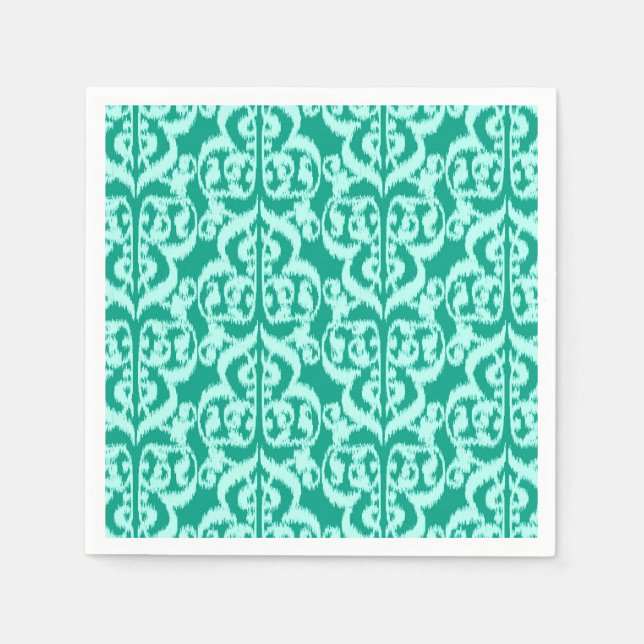 Ikat Maurische Damast - Pfau und Aqua Serviette (Vorderseite)