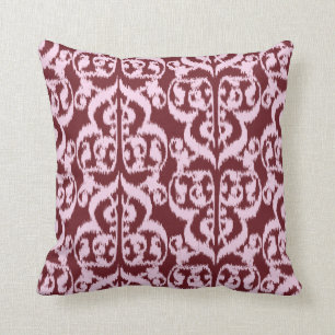 Ikat maurischer Damast - Burgunder und Rosa Kissen