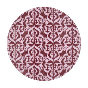 Ikat maurischer Damast - burgunderrot und rosa Schneidebrett