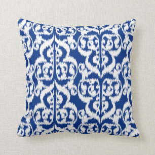 Ikat maurischer Damast - Kobaltblau und -WEISS Kissen