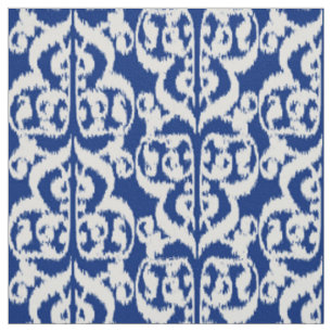 Ikat maurischer Damast - Kobaltblau und -WEISS Stoff