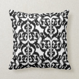 Ikat maurischer Damast - Schwarzweiss Kissen