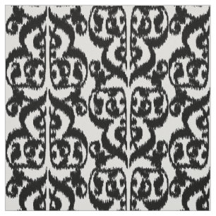 Ikat maurischer Damast - Schwarzweiss Stoff