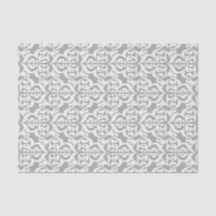 Ikat maurischer Damast - silbernes Grau und Weiß Seidenpapier