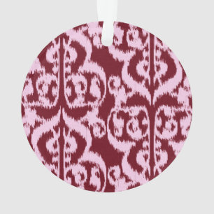 Ikat Moorish Damask - bordeaux et rose.