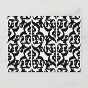 Ikat Moorish Damask - Schwarzweiß Postkarte