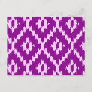 Ikat-Muster - Amethystpurpur und Orchidee Postkarte