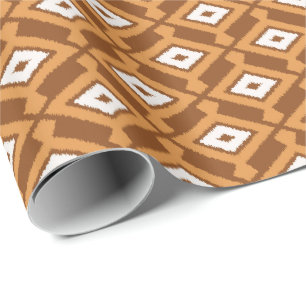 Ikat Muster - Brown, Rost und Creme Geschenkpapier