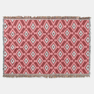 Ikat Muster - Burgunder, Grau und Koralle Decke