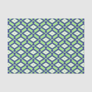 Ikat Muster - Grün, Indigo-Blau und Weiß Seidenpapier