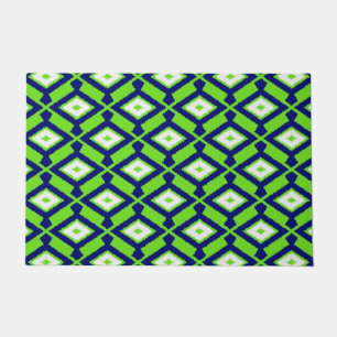 Ikat-Muster, grün, Indigoblau und weiß Fußmatte