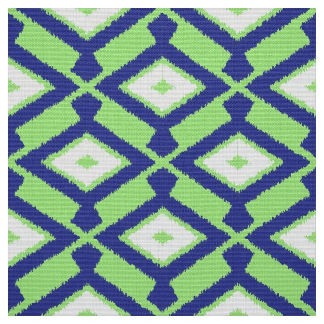 Ikat-Muster - Grün, Indigoblau und Weiß Stoff (Muster)