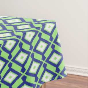 Ikat-Muster - Grün, Indigoblau und Weiß Tischdecke