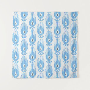 Ikat-Muster in blau und weiß Wandteppich