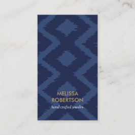 Ikat Muster in Dunkelblau für Schmuckdesign Visitenkarte