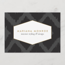 Ikat-Muster in dunkelgrauem Designer Flat Notecard Mitteilungskarte