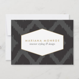Ikat-Muster in dunkelgrauem Designer Flat Notecard Mitteilungskarte