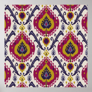 Ikat nahtloser Muster Hintergrund Traditionelles M Poster