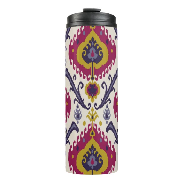 Ikat nahtloser Muster Hintergrund Traditionelles M Thermosbecher (Vorderseite)