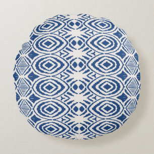 Ikat nahtloses Muster. Vintage gefärbte Krawatte S Rundes Kissen