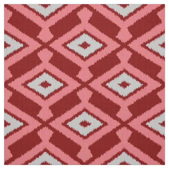 Ikat Pattern - Burgund, Grau und Korallen Stoff (Muster)