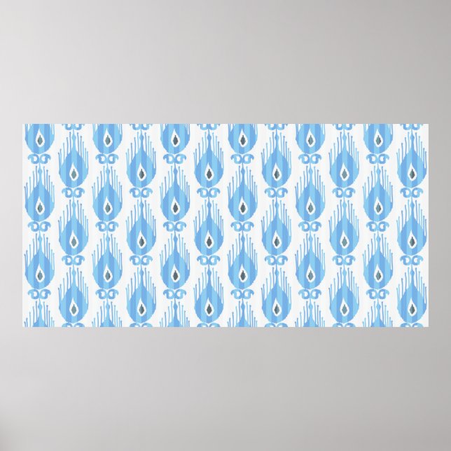 Ikat pattern in blue and white poster (Vorne)