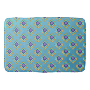 IKAT Peacock Feather Pattern Ombre Wash Background Badematte