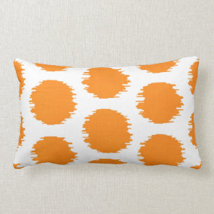 Ikat Punkt-, Leuchtorange-u. weißerdruck Lendenkissen