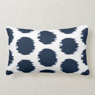 Ikat Punkt-, Marine-Blau-u. weißerdruck Lendenkissen