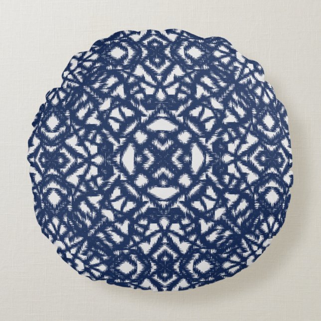 Ikat Rundes Kissen (Vorderseite)