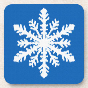 Ikat-Schneeflocke 1 von 4 - Kobaltblau und Weiß Untersetzer