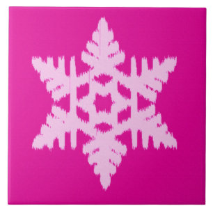Ikat-Schneeflocke - Fuchsia und Eisrosa Fliese