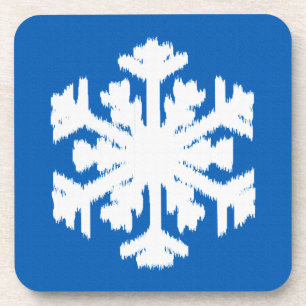 Ikat-Schneeflocke - Kobaltblau und Weiß Getränkeuntersetzer