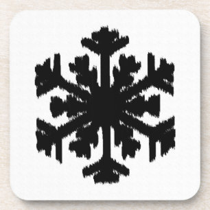 Ikat-Schneeflocke - Weiß und Schwarz Untersetzer
