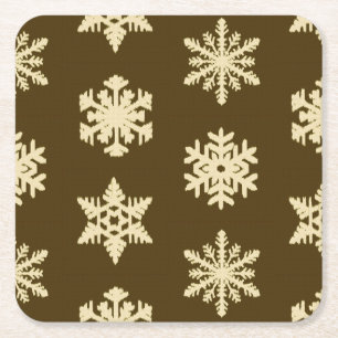 Ikat-Schneeflocken - Beige und Schokoladenbraun Rechteckiger Pappuntersetzer